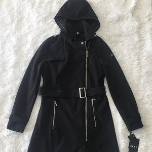 ⚡️SALE⚡️NWT DKNY belted hooded trench coat jacket